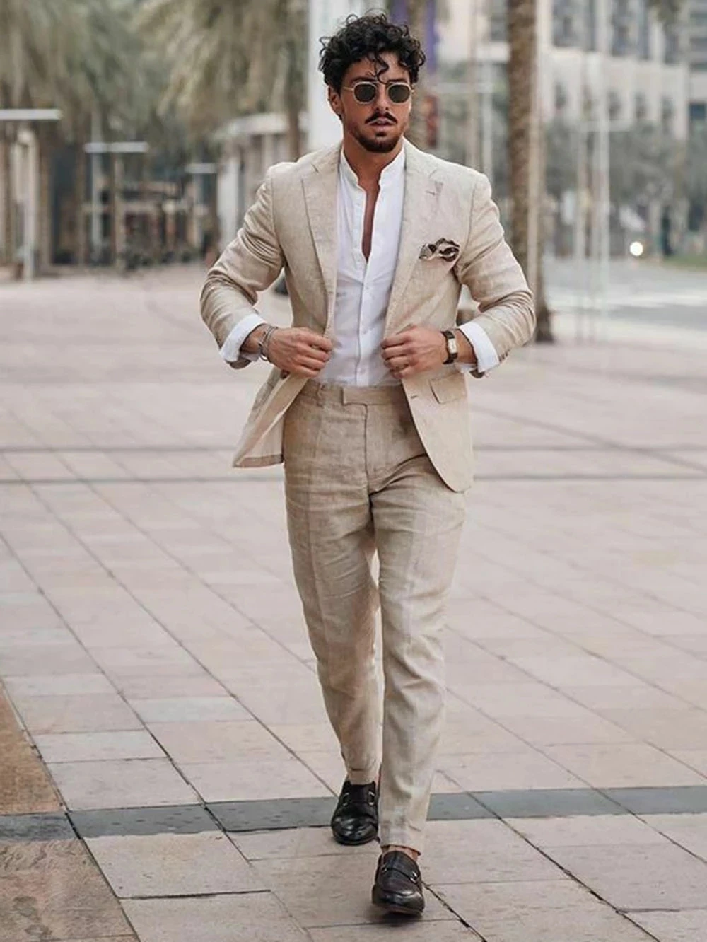 Men Formal Wear With Blazer - Летний пляжный деловой льняной мужской костюм