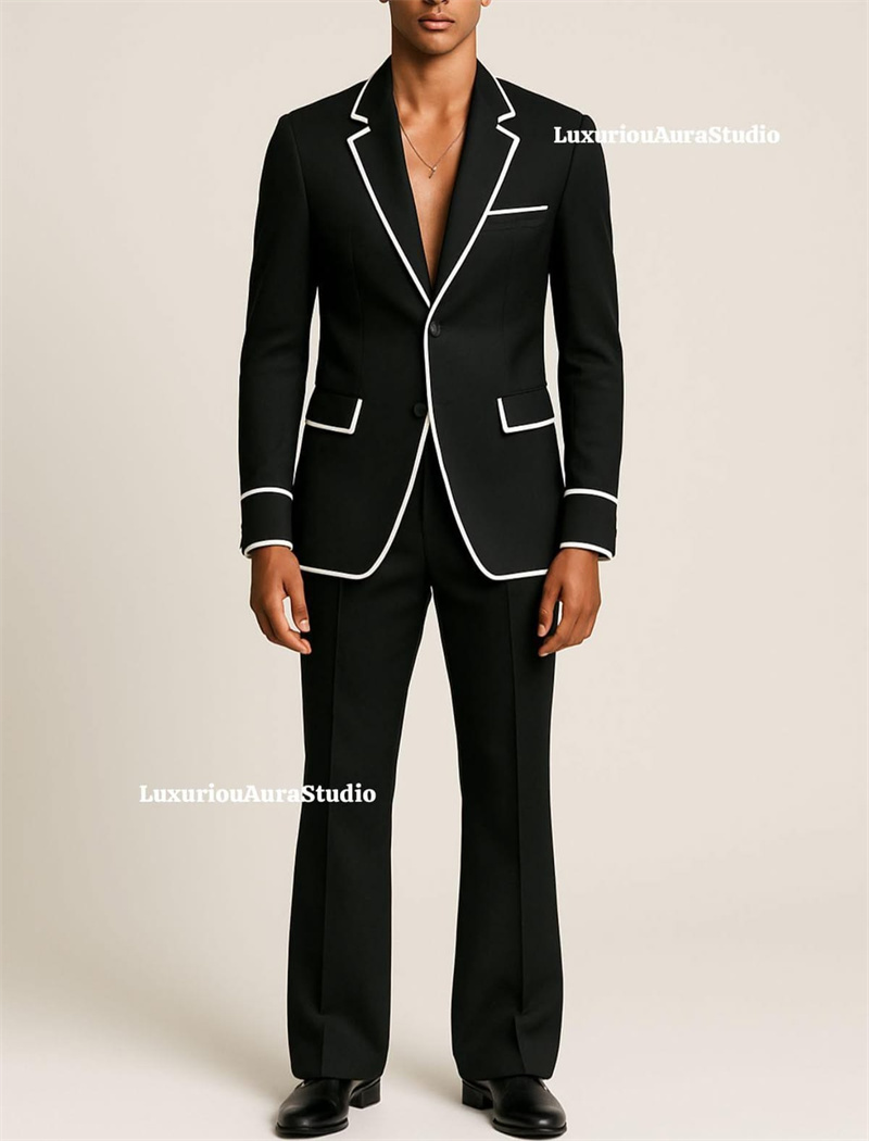 Men Formal Wear Design - Дизайнерский черный мужской костюм-двойка (пиджак +