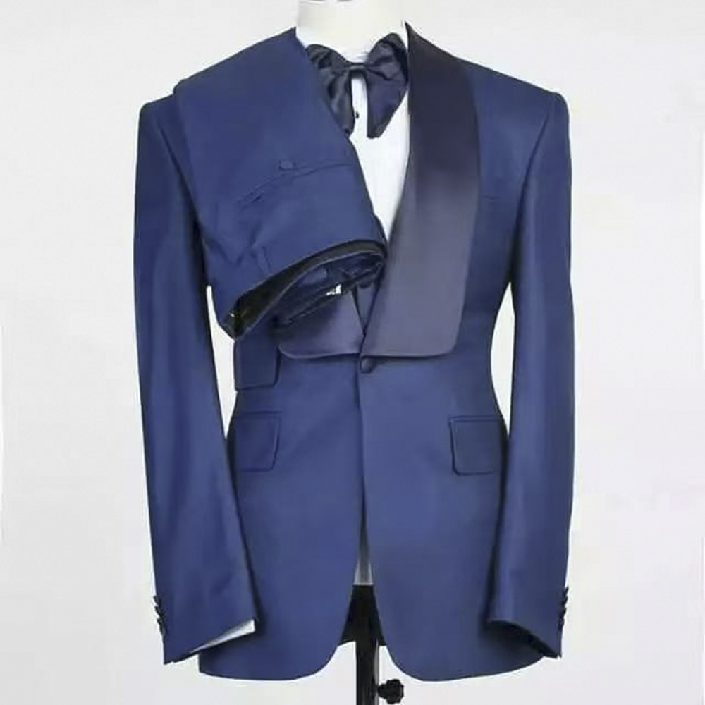 Men Formal Party Wear Outfit - Мужской костюм-тройка синего цвета: пиджак с