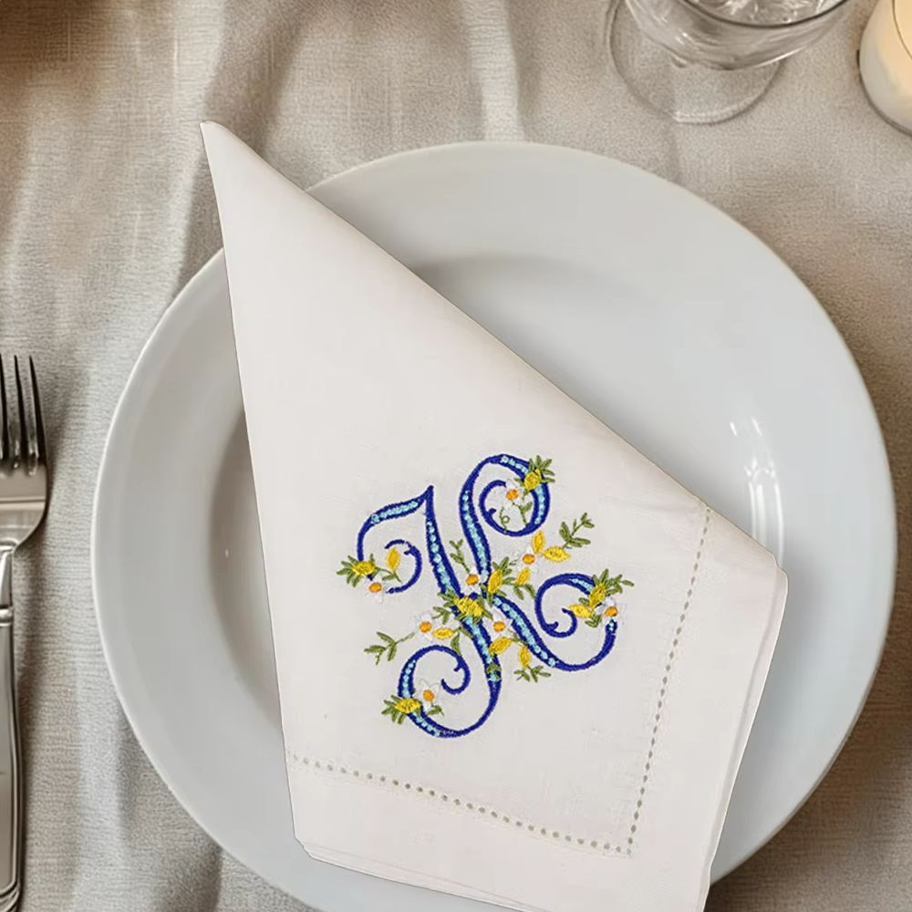 Monogrammed Handkerchief - Новинка: 100% льняная салфетка с вышивкой