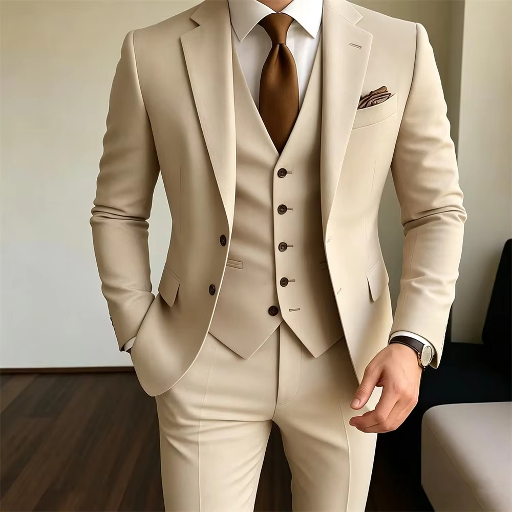 Men Formal Party Wear Outfit - Мужские костюмы цвета хаки, 3 предмета: