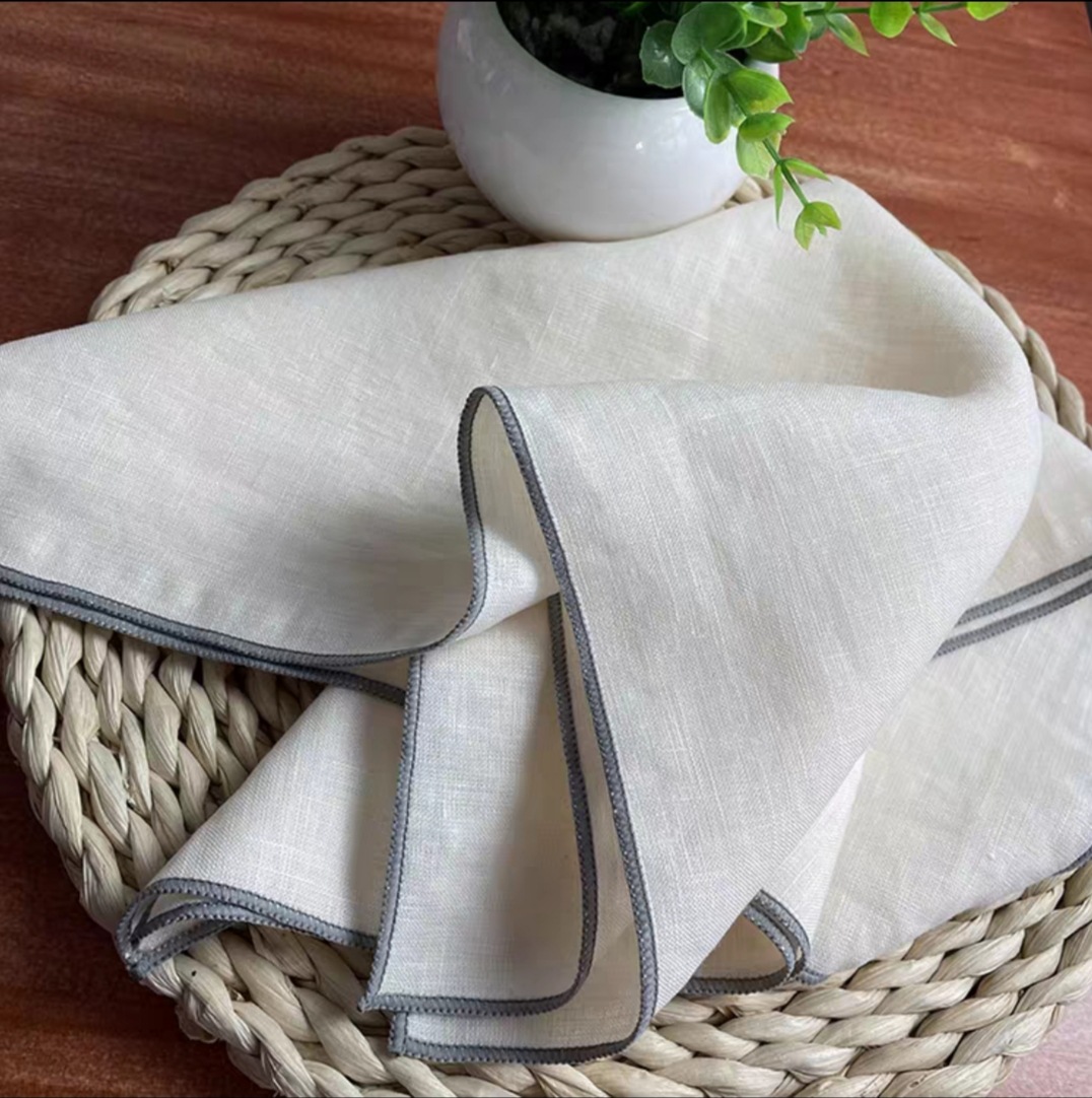 Monogrammed Handkerchief - Набор из 6 серых льняных салфеток