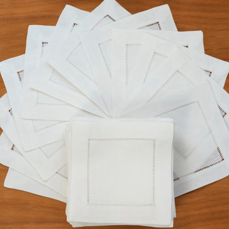 Monogrammed Handkerchief - Коктейльная салфетка из 12 предметов, белая
