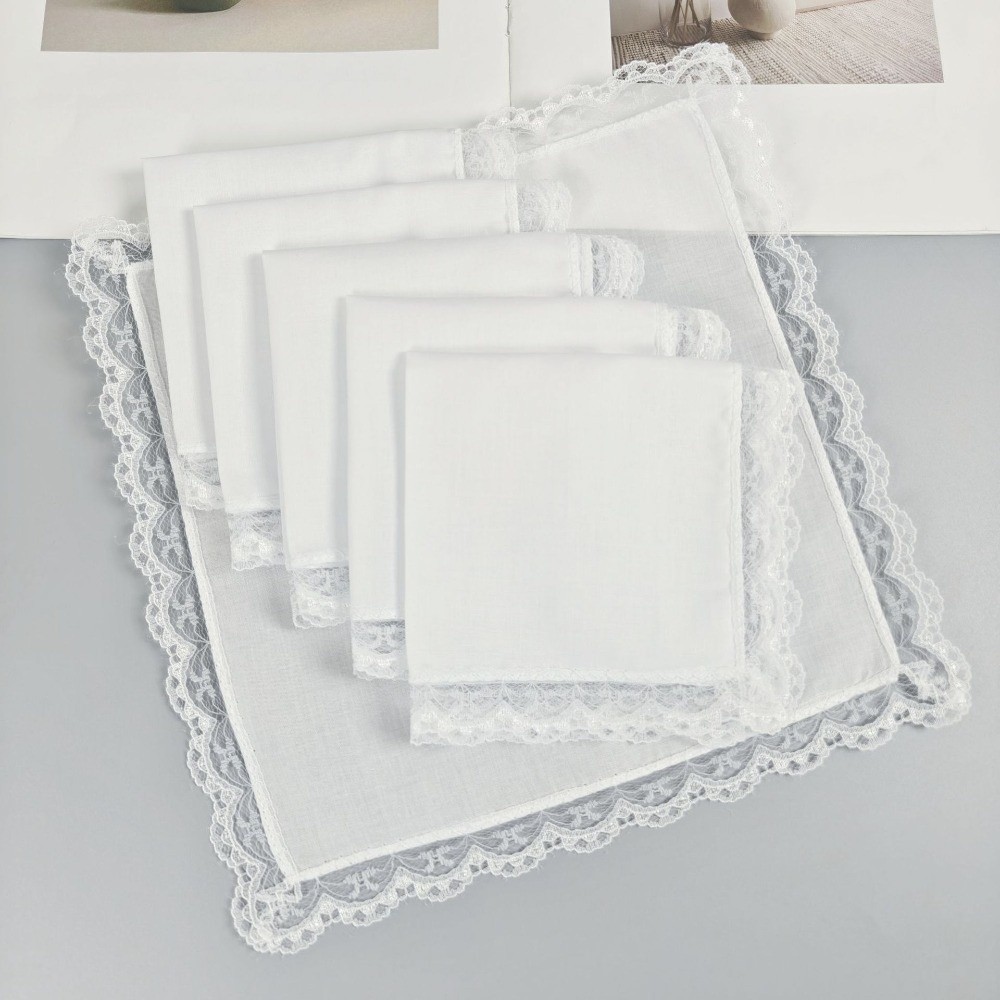 Monogrammed Handkerchief - 6 шт. новых чисто белых кружевных