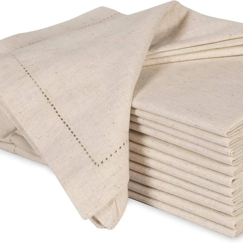 Monogrammed Handkerchief - 6 льняных салфеток белого цвета, хлопково-льняная