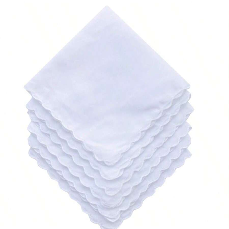 Monogrammed Handkerchief - 6 шт./Хлопковый платок-вентилятор, карманный платок, белый,