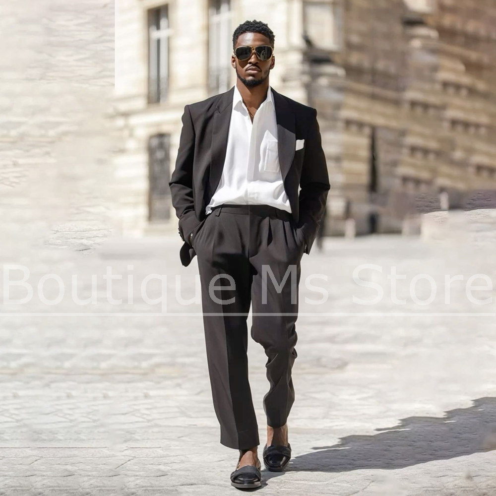 Men Formal Party Wear Outfit - Темно-коричневый мужской костюм-двойка однобортный для свадьбы,