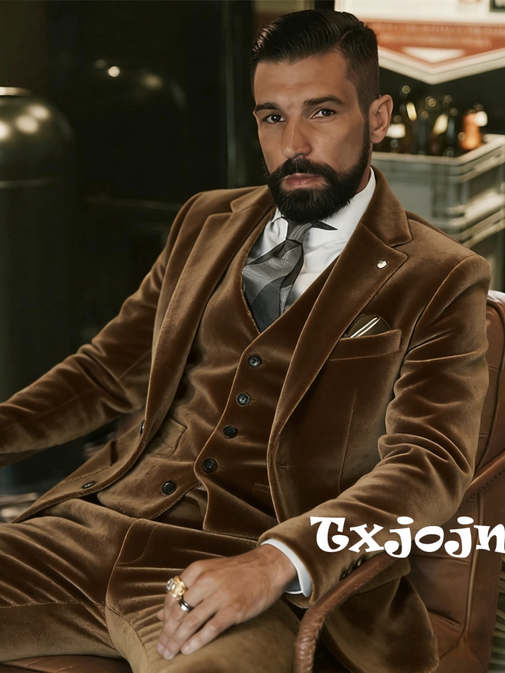 Men Formal Party Wear Outfit - Мужской бархатный костюм-тройка для танцев и