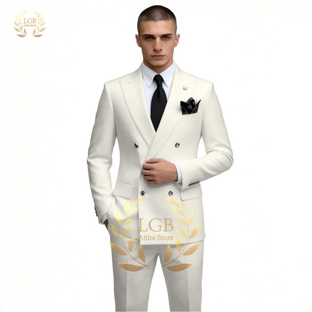 Мужской белый двубортный костю – обзор и цена Men Formal Wear With Blazer