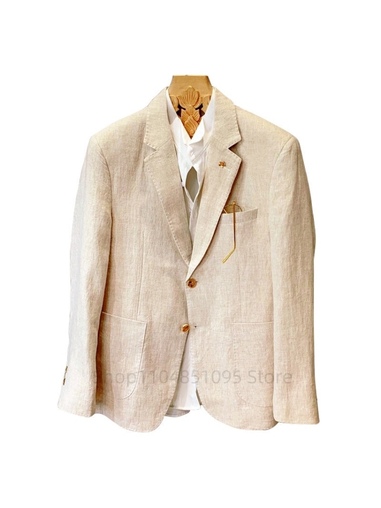 Бежевые мужские льняные пиджак – обзор и цена Men Formal Wear Design