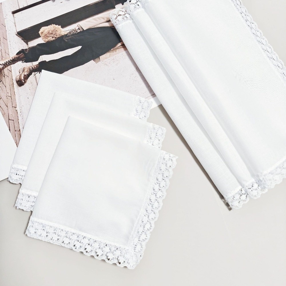 6 шт. новых чисто белых кружев – обзор и цена Monogrammed Handkerchief