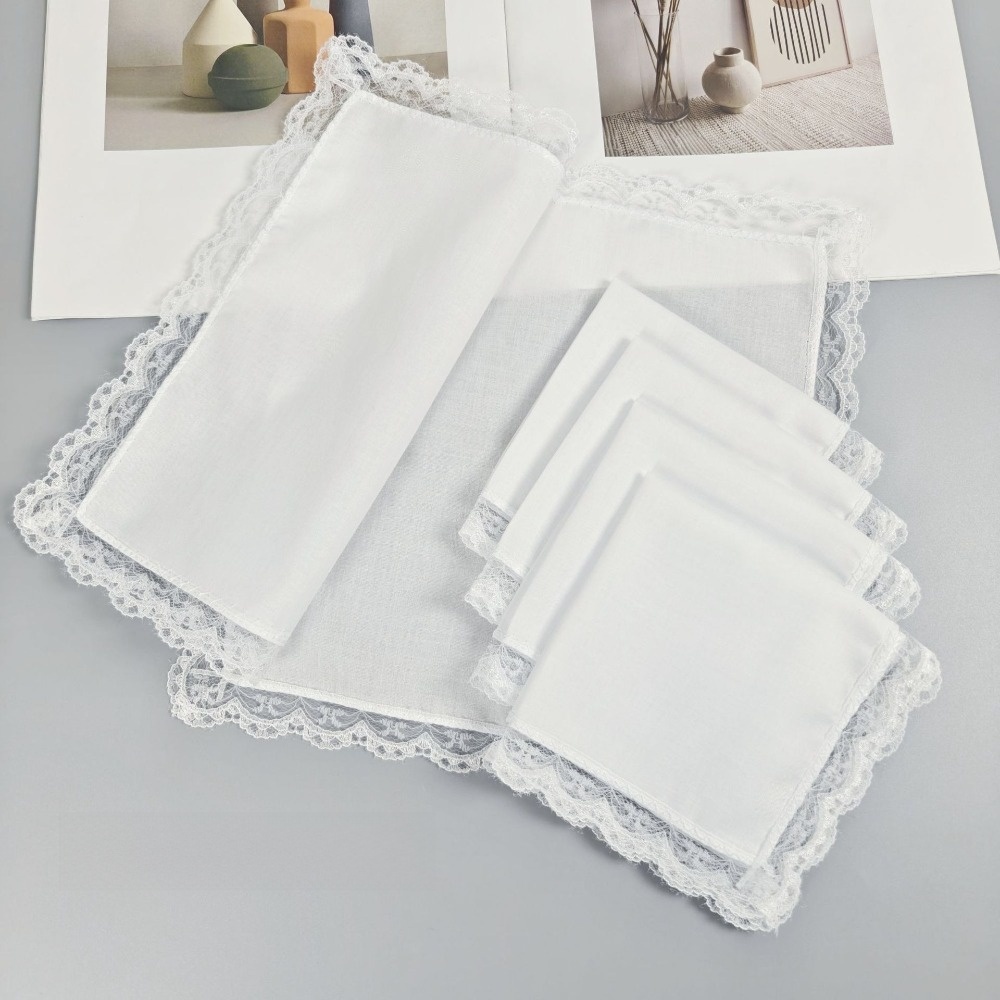 6 шт. новых чисто белых кружев – обзор и цена Monogrammed Handkerchief